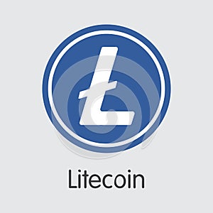 LTC - Litecoin. The Icon of Virtual Momey or Market Emblem.