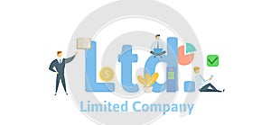 Ltd, Limited Company. Concept with keywords, letters and icons. Flat vector illustration. Isolated on white background.