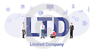 Ltd limited time company concept with big word or text and team people with modern flat style - vector