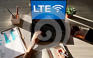 LTE, 4G, 5G Fast wireless internet connection, Telecommunication and technology concept. photo