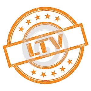 LTV text written on orange vintage stamp