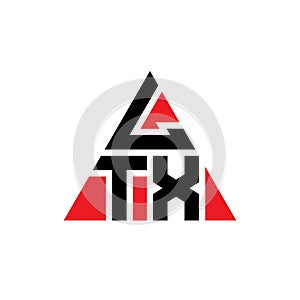 LTX triangle letter logo design with triangle shape. LTX triangle logo design monogram. LTX triangle vector logo template with red