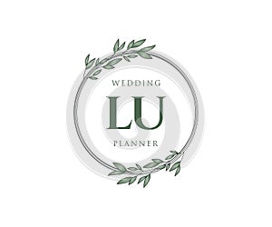 LU Initials letter Wedding monogram logos collection, hand drawn modern minimalistic and floral templates for Invitation cards,