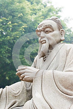 Lu Yu Statue at The Grand View Tea Garden. a famous Tourist spot in Anxi, Fujian, China.