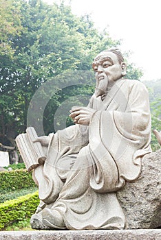 Lu Yu Statue at The Grand View Tea Garden. a famous Tourist spot in Anxi, Fujian, China.