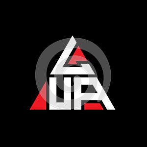 LUA triangle letter logo design with triangle shape. LUA triangle logo design monogram. LUA triangle vector logo template with red