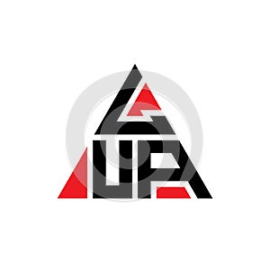 LUA triangle letter logo design with triangle shape. LUA triangle logo design monogram. LUA triangle vector logo template with red