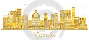 Luanda Angola City Skyline Golden Silhouette.