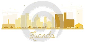 Luanda City skyline golden silhouette.
