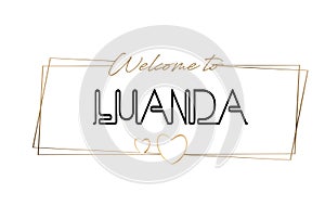 Luanda  Welcome to text Neon lettering typography. Word for logotype, badge, icon, postcard, logo, banner Vector Illustration