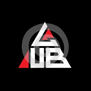 LUB triangle letter logo design with triangle shape. LUB triangle logo design monogram. LUB triangle vector logo template with red