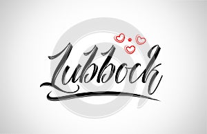 lubbock city design typography with red heart icon logo