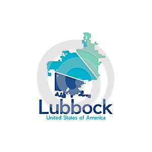 Lubbock City Map Geometric Creative Design