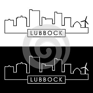 Lubbock skyline. Linear style.