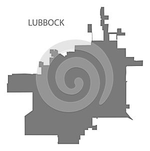 Lubbock Texas city map grey illustration silhouette
