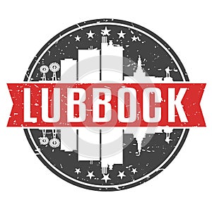 Lubbock Texas Round Travel Stamp. Icon Skyline City Design. Seal Tourism Badge Illustration.