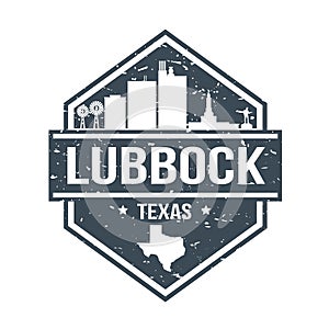 Lubbock Texas Travel Stamp Icon Skyline City Design Tourism Badge Rubber.