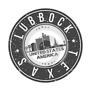 Lubbock Texas USA Round Stamp Icon Skyline City Design Badge Rubber.