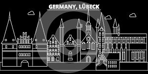 Lubeck silhouette skyline. Germany - Lubeck vector city, german linear architecture, buildings. Lubeck line travel