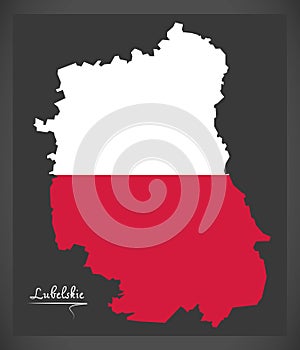 Lubelskie map of Poland with Polish national flag illustration
