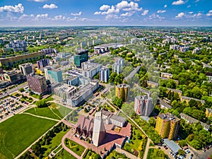 Lublin from the air. Buildings Lublin streets Zana and Filaret.