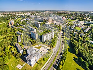 Lublin from the air. District pipe view from the air.