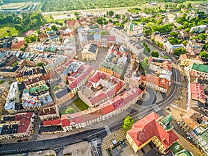 Lublin - the landscape of the old city from the air. Attractions Lublin from the air.