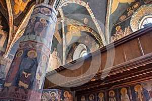Lublin, Poland - Medieval frescoes and architecture inside the Holy Trinity Chapel within Lublin Castle royal fortress in historic
