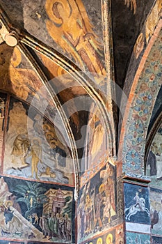 Lublin, Poland - Medieval frescoes and architecture inside the Holy Trinity Chapel within Lublin Castle royal fortress in historic