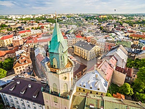 Lublin - the old city from the air. Old Crown Court and other attractions - a view from the air.