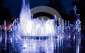 Lublin, Poland, Plac Litewski fountain at night