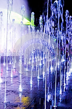 Lublin, Poland, Plac Litewski fountain at night