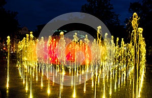 Lublin, Poland, Plac Litewski fountain at night