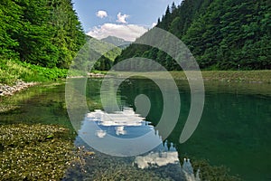 Lubochniansky tajch lake in Lubochnianska dolina valley in Velka Fatra mountains