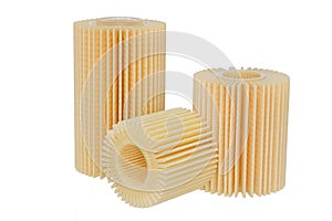 Lubricating oil filter engine on white