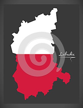 Lubuskie map of Poland with Polish national flag illustration
