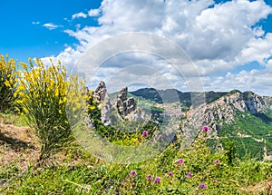 Lucan Dolomites with beautiful mountain village of Castelmezzano photo