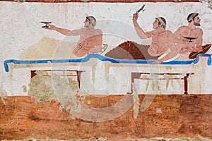 Lucanian fresco tomb painting. Paestum. Salerno. Campania. Italy