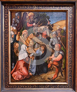 Lucas Cranach, the Elder, `Christ bearing of the Cross`, 1520 Oil painting on Wood