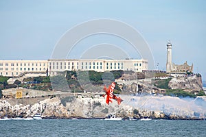 Lucas stunt plane performing in Fleet Week air show