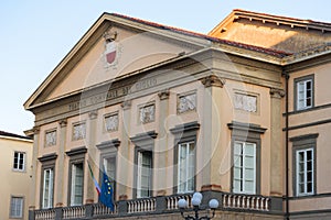 LUCCA, ITALY â€“ MAY 23, 2017: Teatro comunale del Ciglio at Piazza Napoleone Napoleone square.