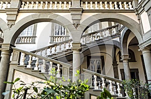 LUCCA, May 09 2023: Stairs in the Pfanner Palace and gardens