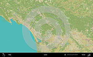 Lucca outlined, Italy. Topographic Humanitarian