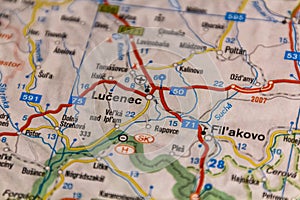 Lucenec, Slovakia on a road m