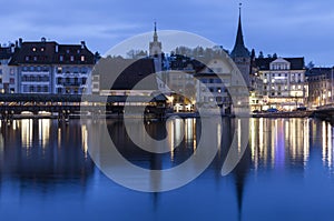 Lucerne architecture along Reuss River