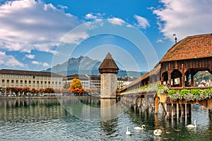 Lucerne Luzern Switzerland with autumn foliage season