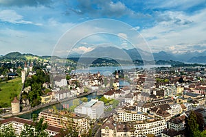 Lucerne, Switzerland. Aerial view of the old town, Lucerne city