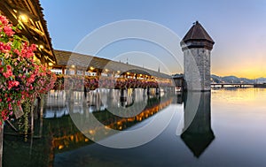 Lucerne, Switzerland on the Reuss River at Dawn