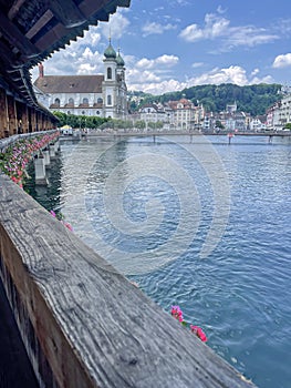 Lucerne Switzerland\'s wooden Chapel Bridge