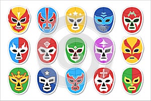 Lucha libre, luchador mexican face head mask set